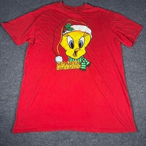 Vintage 1990s Looney Tunes Christmas Tweety Bird Sleep Shirt Red, Adult One Size